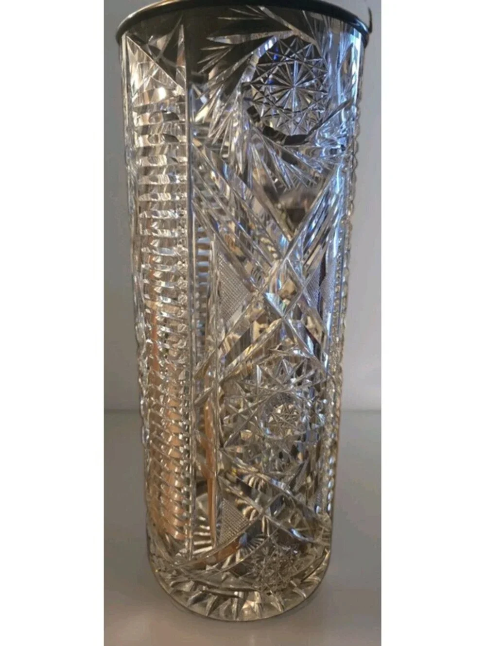 Vintage Pressed Glass Crystal? Cylinder Table Lamp. 22